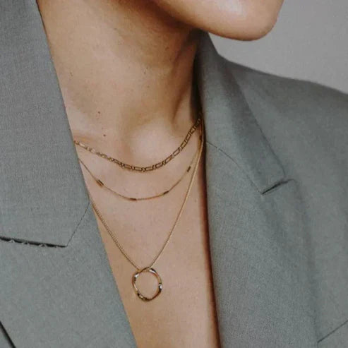 Triple Row Open Circle Necklace