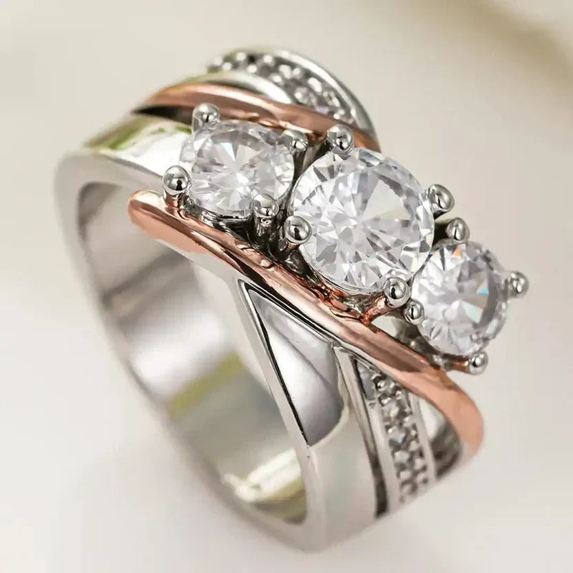 3D Gold and Silver Zirconia Band