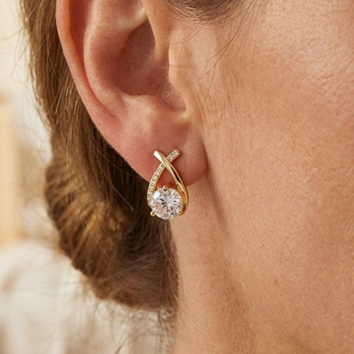 Chic Twisted Teardrop CZ Stud Earrings