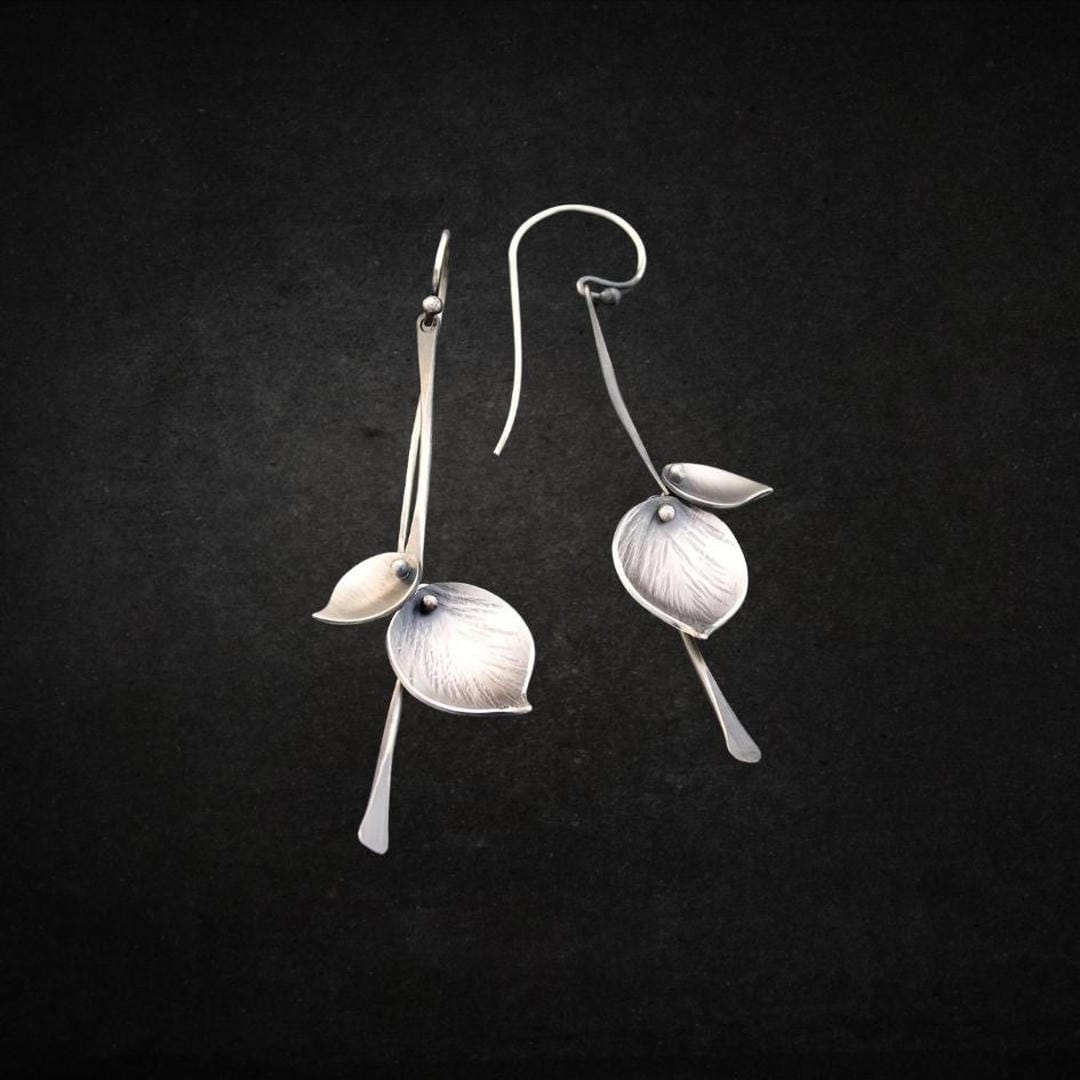 Vintage Silver Leaf Earrings
