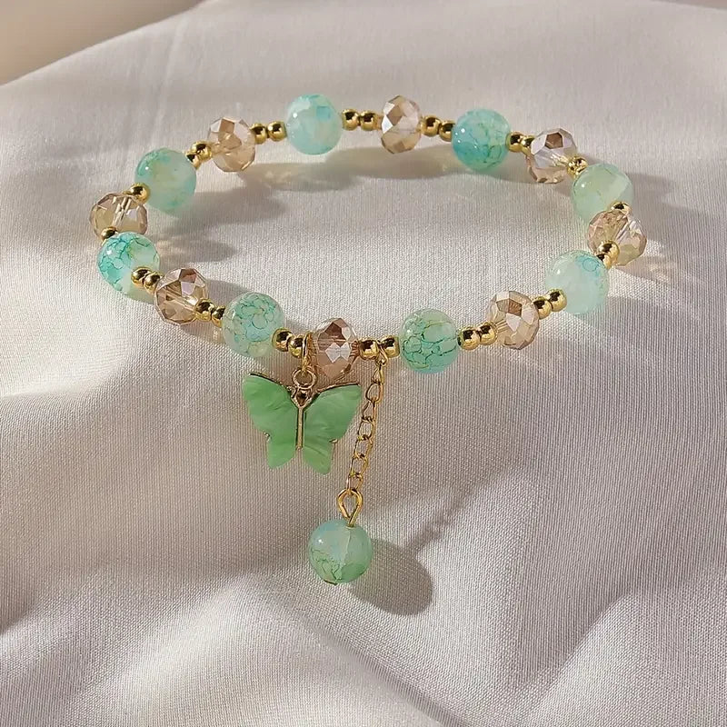 Lovely Butterfly Beaded Stretch Bracelet