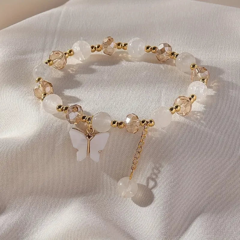 Lovely Butterfly Beaded Stretch Bracelet