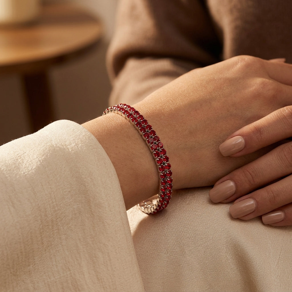 Ruby Tennis Bracelet in Silver
