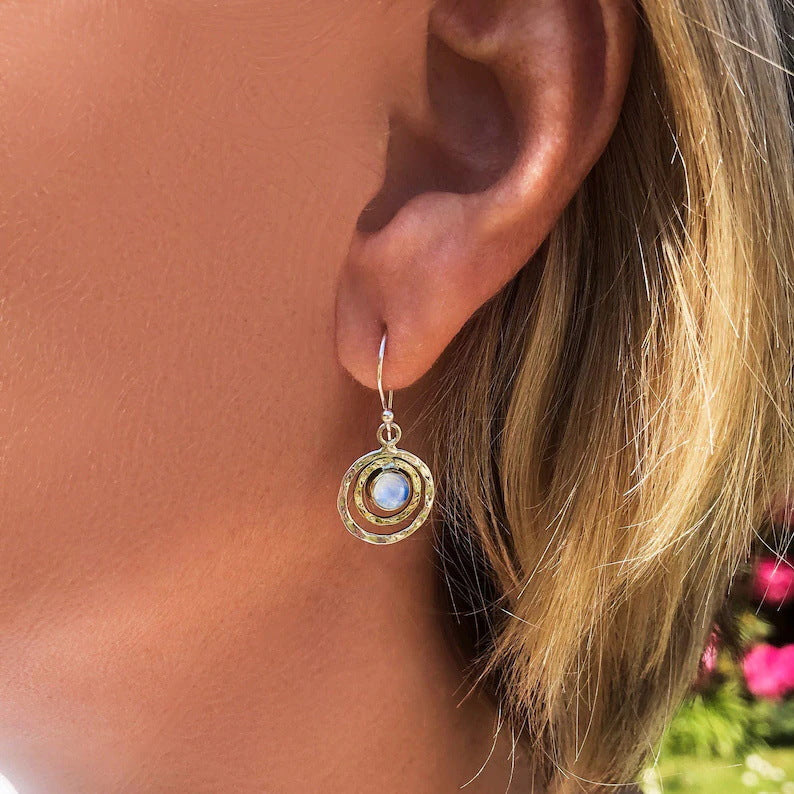 Moon-Inspired Oval Dangle Earrings