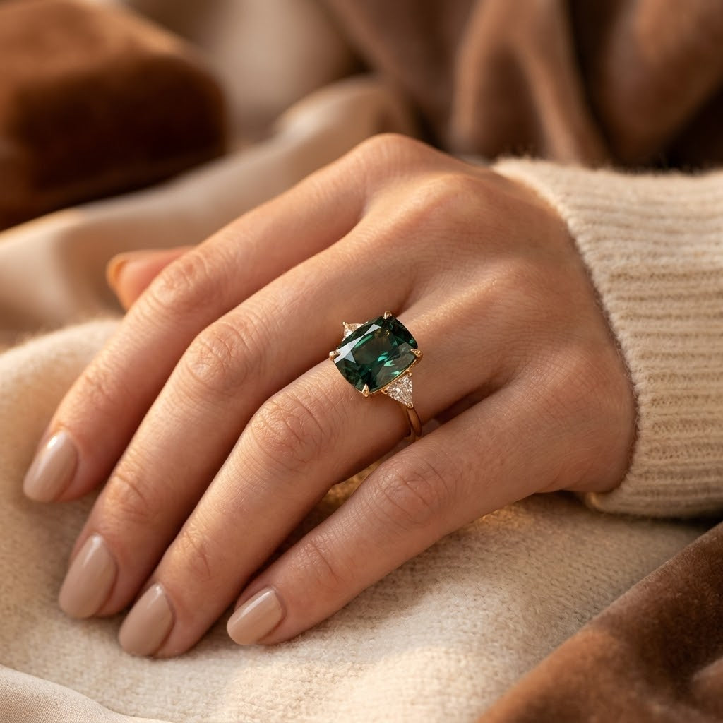 Emerald Solitaire Gold Ring
