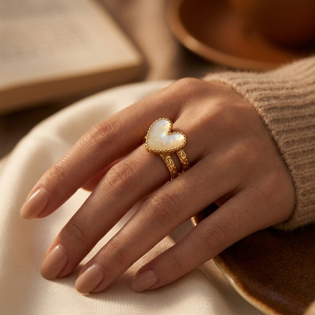 Golden Heart Design Ring