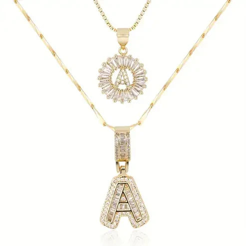 Pavé Initial Necklace Set