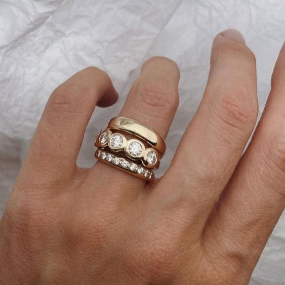 Gold Band with Zirconia Detailing