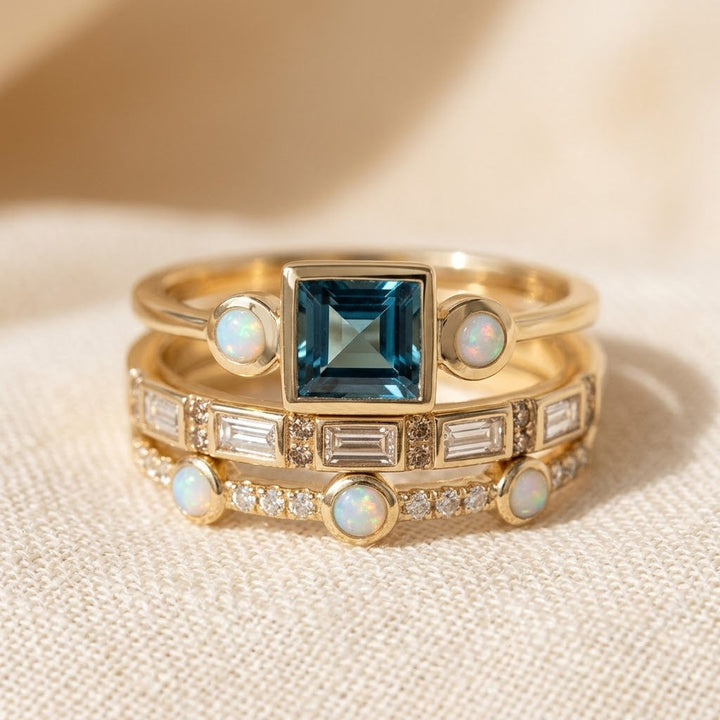 Stackable Geometric Gold Ring Set