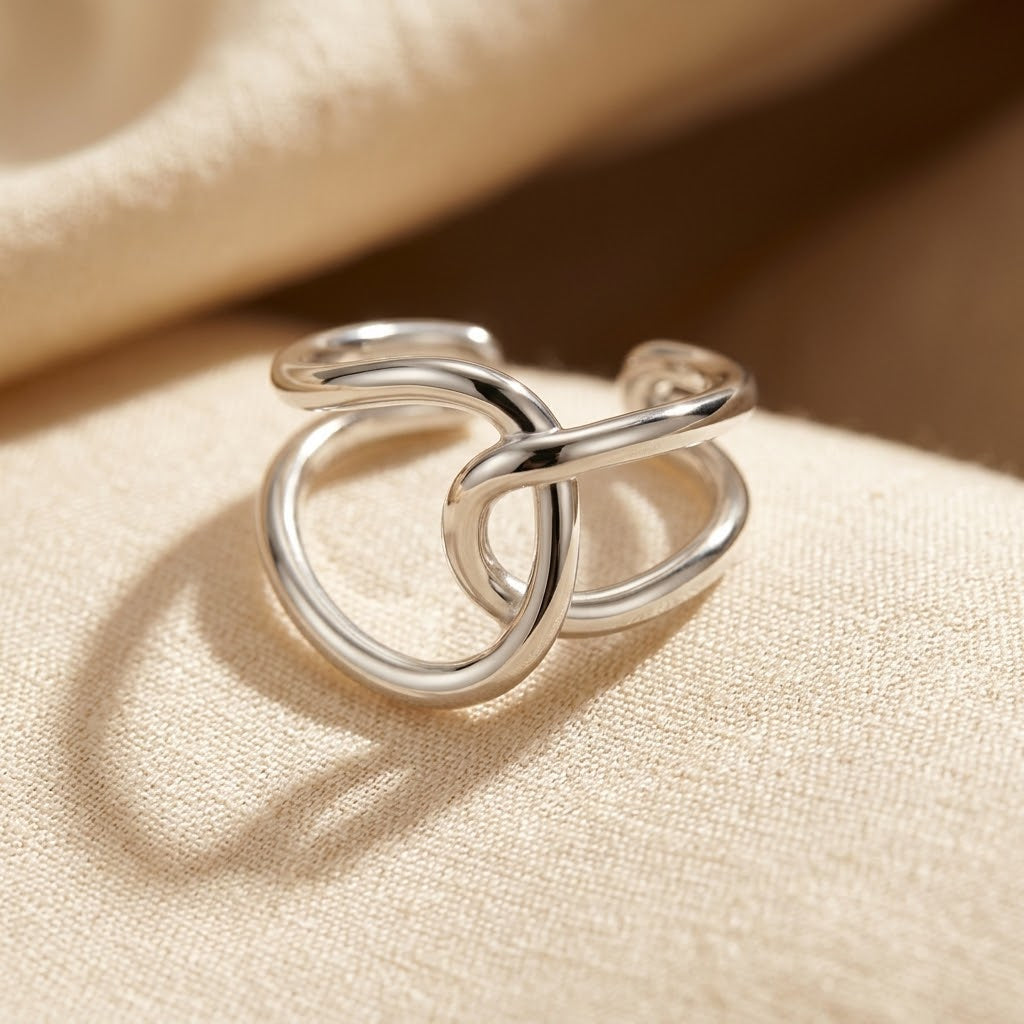 Silver Interwoven Open Ring