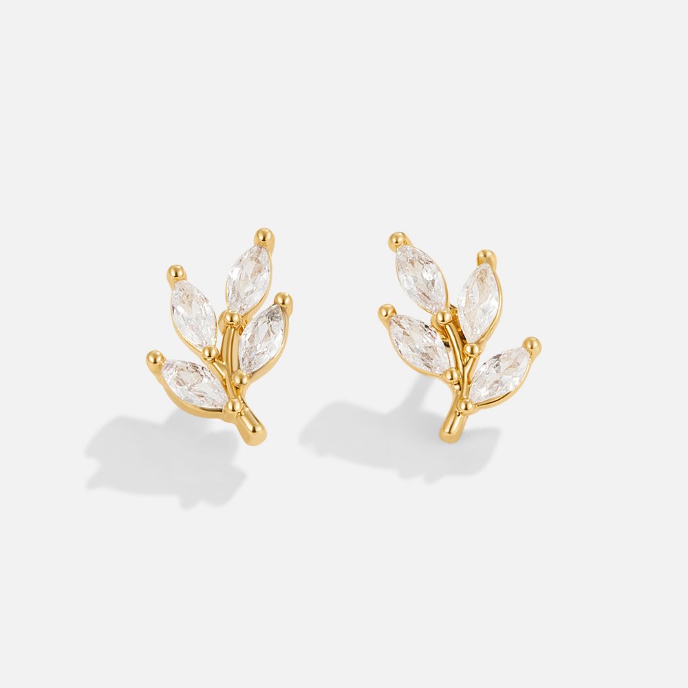 Chic Crystal Leaf Drop Earrings