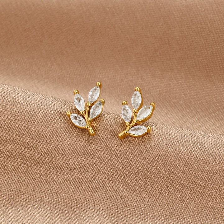 Chic Crystal Leaf Drop Earrings