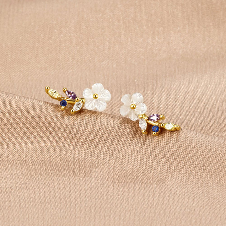Ivory Petal Crystal Earrings