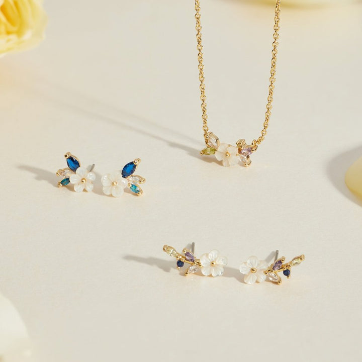Ivory Petal Crystal Earrings