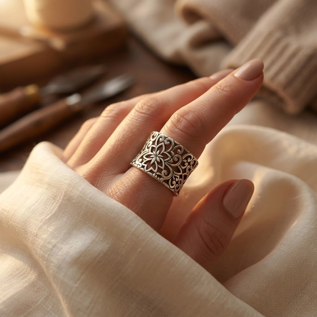 Ornate Silver Filigree Band