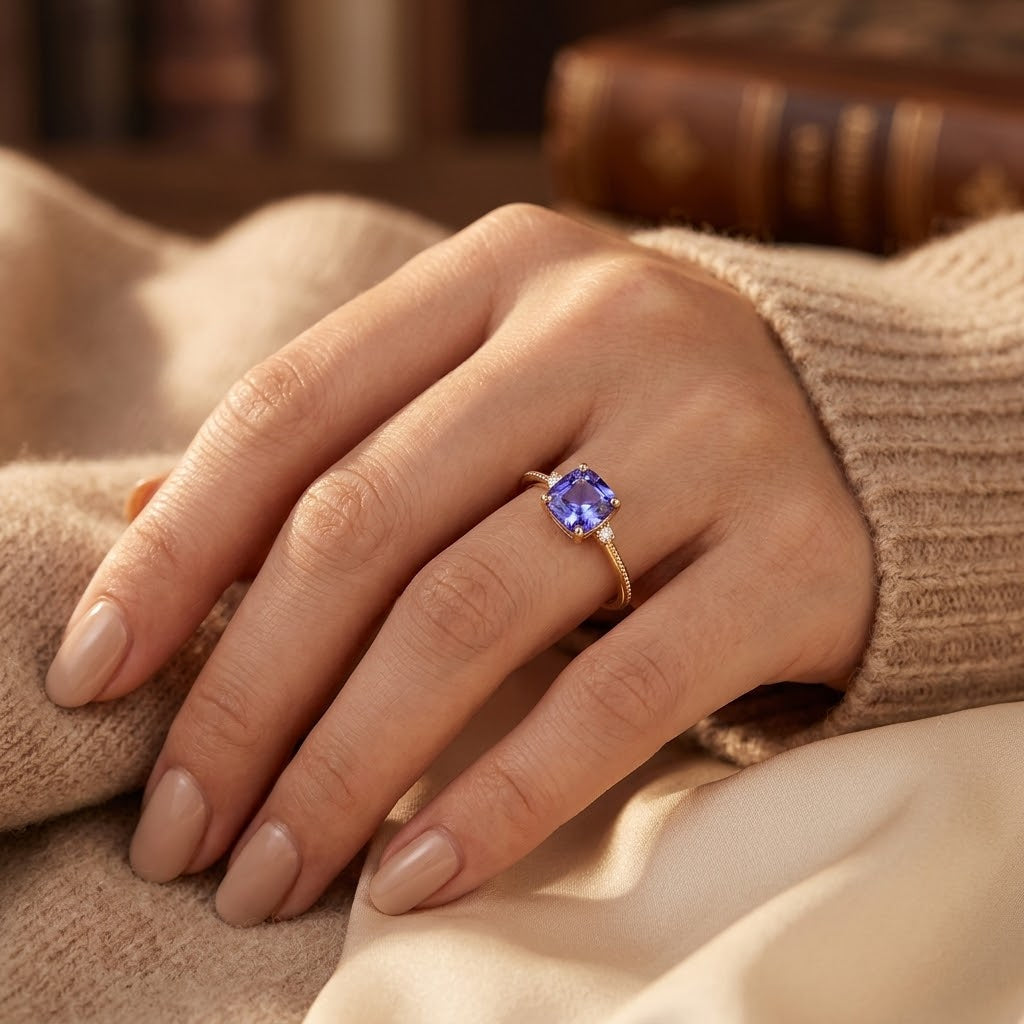 Amethyst Solitaire Ring in Gold