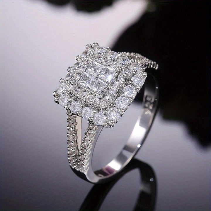 Square-Shaped Zirconia Wedding Ring