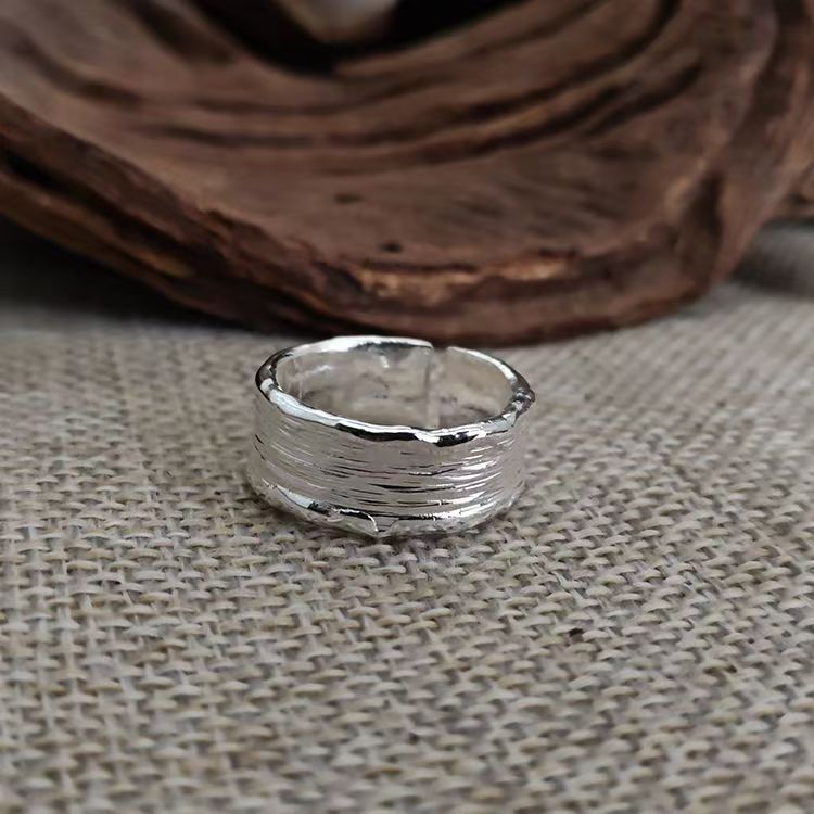 Textured Hammered Ring in Silver and Gold