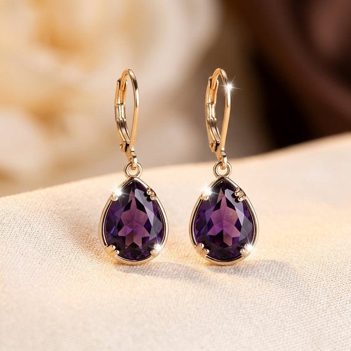 Gold Amethyst Drop Earrings