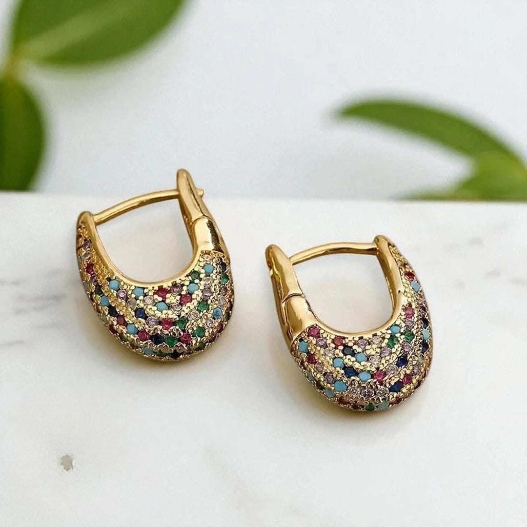 Chic Colorful Gemstone-Embellished Earrings