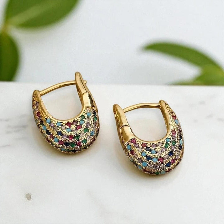 Chic Colorful Gemstone-Embellished Earrings