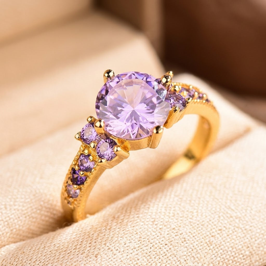 Amethyst Cluster Ring in Gold