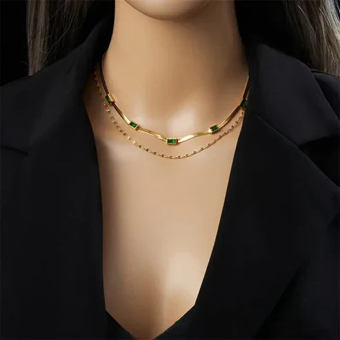 Sorella Gem Dual-Layer Vintage Necklace