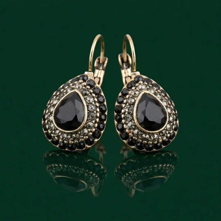 Vintage-Inspired Gold Dangle Earrings with Turquoise Gemstones