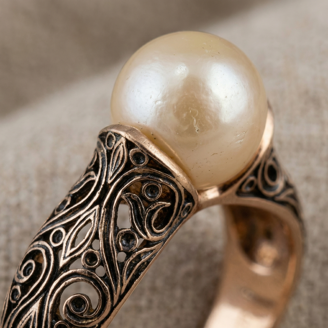 Timeless Golden Band Featuring Antique Pearl