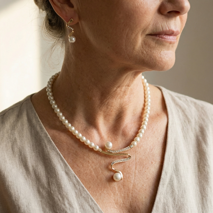 Authentic Pearl Jewelry Set: Necklace and Earrings