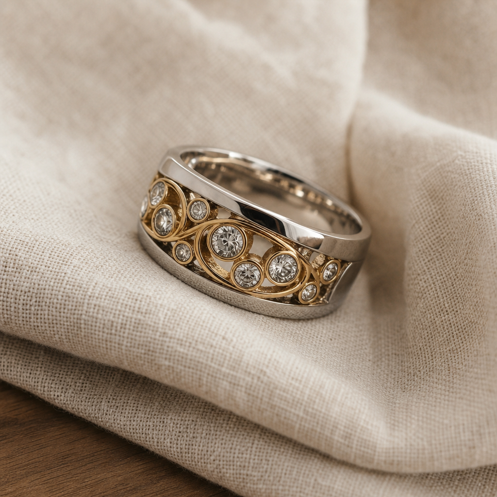 Elegant Gold and Silver Ivy Zirconia Ring