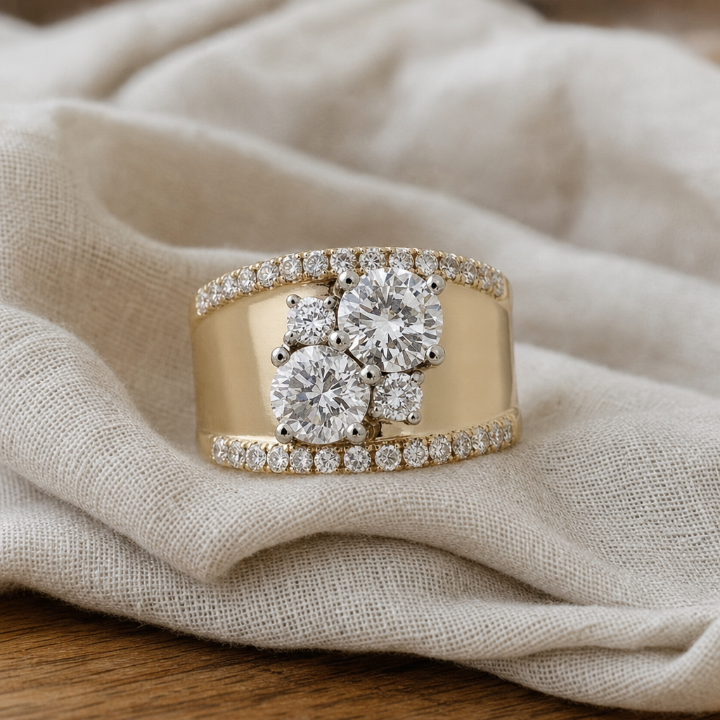 Sleek Double Zirconia Band Ring