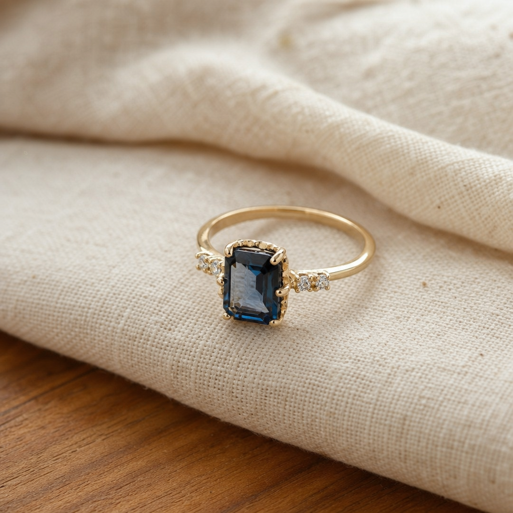 Opulent Blue Gemstone Gold Ring