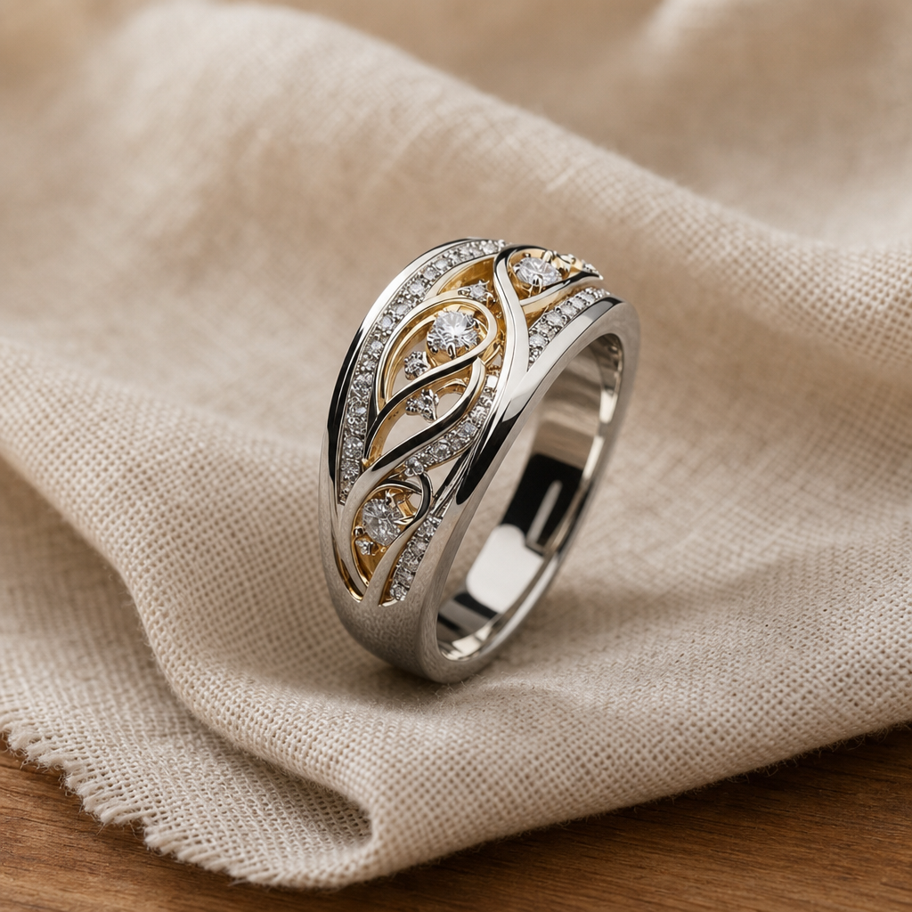 Hollow Gold-Plated Silver Ring