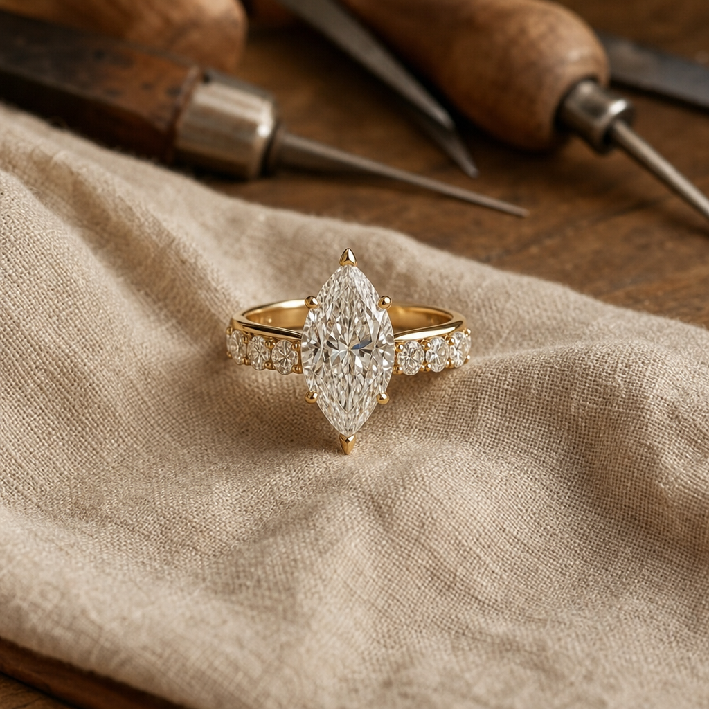 Opulent Marquise-Shaped Gold Ring