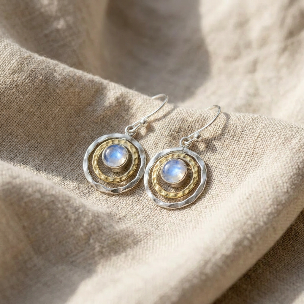 Moon-Inspired Oval Dangle Earrings