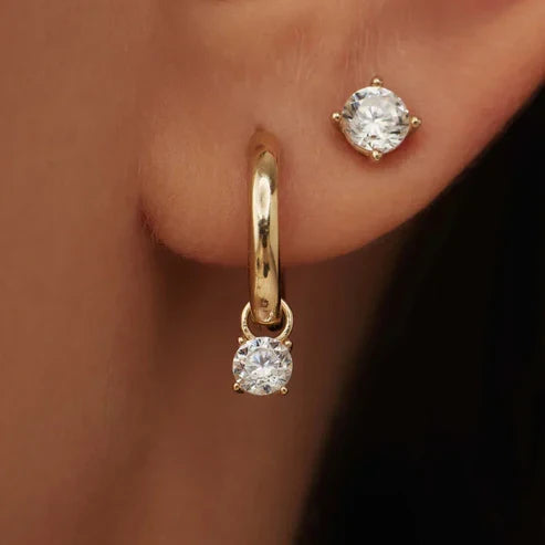 Moonlit Tear Stone Hoop Earrings