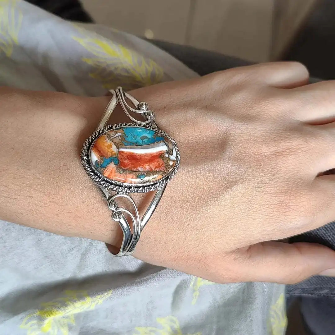 Vibrant Gemstone Inlay Bracelet
