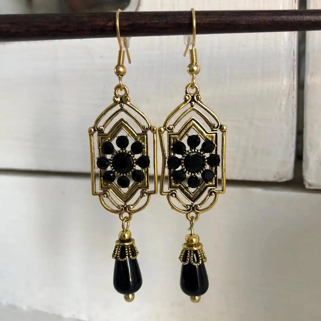 Obsidian Stone Drop Earrings