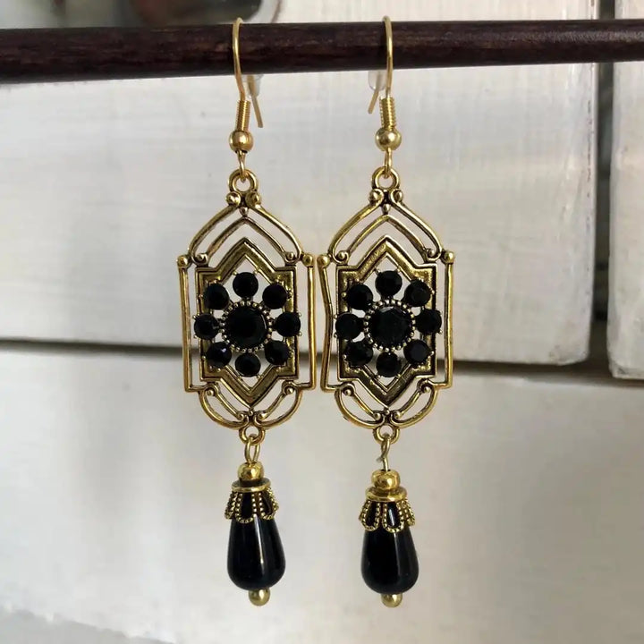 Sophisticated Black Crystal Drop Earrings