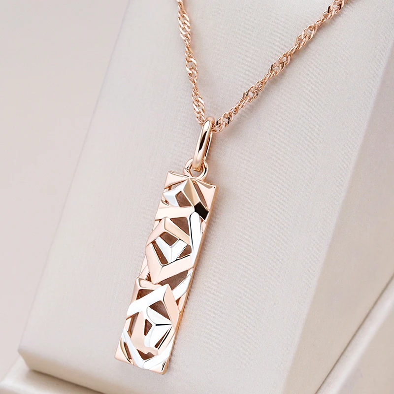 Sophisticated Rectangular Gold Pendant Necklace