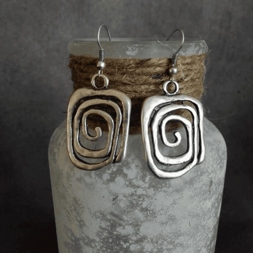 Retro Twisted Silver Hoop Earrings
