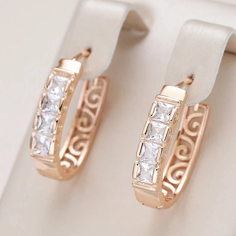 Elegant Inlaid Zirconia Earrings