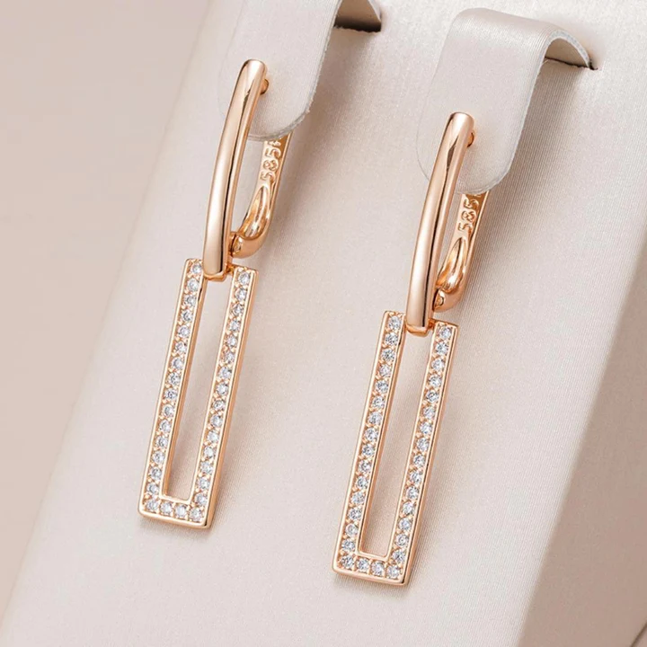 Stylish Hollow Rectangular Gold Earrings