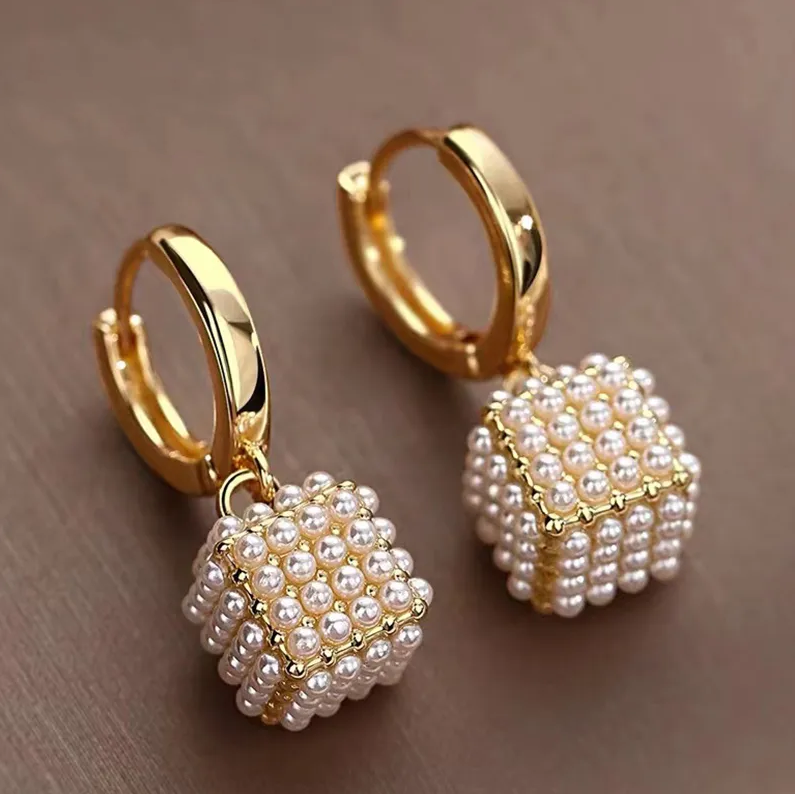 Elegant Cubic Pearl Drop Earrings
