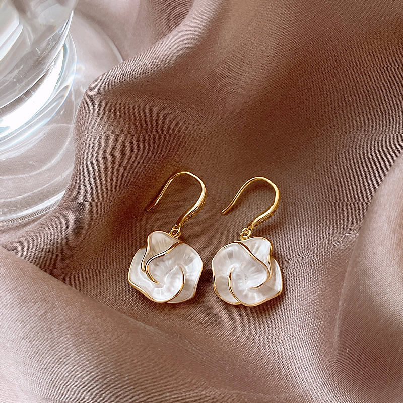 Chic Earrings Featuring White Floral Accents