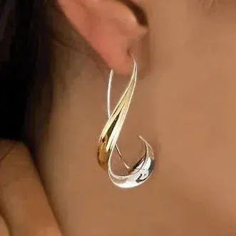 Retro-style golden drop earrings