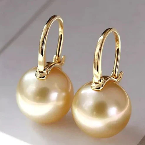Sophisticated Golden Pearl Earrings