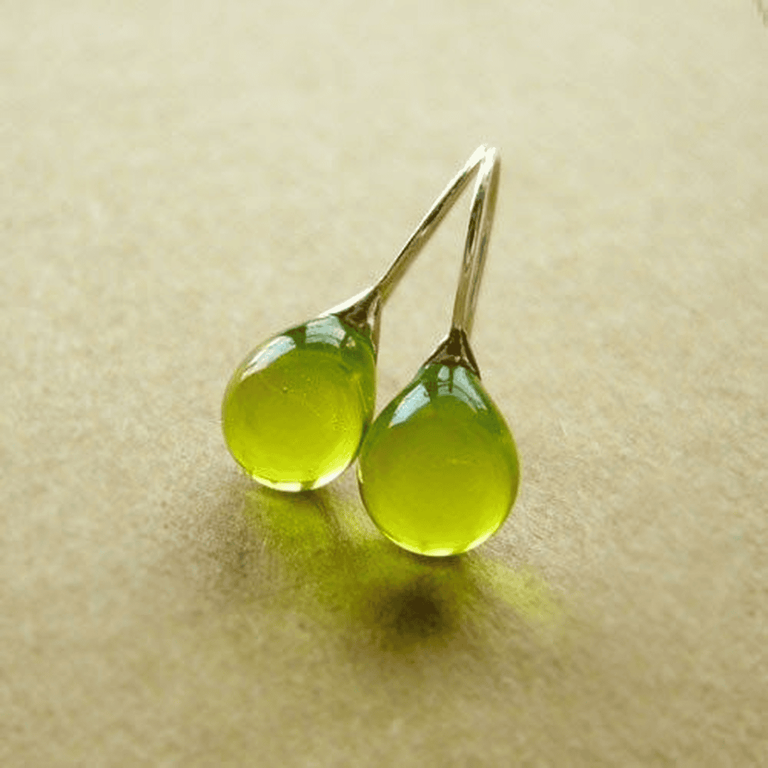 Vintage Olive Teardrop Crystal Earrings