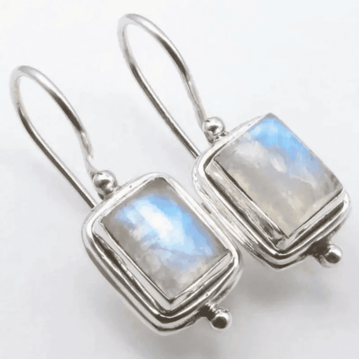 Luminous Square Moonstone Earrings